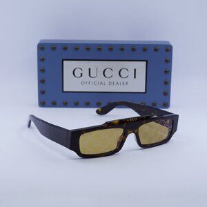 Gucci GG1592S 002 Rectangle Sunglasses - Havana / Yellow